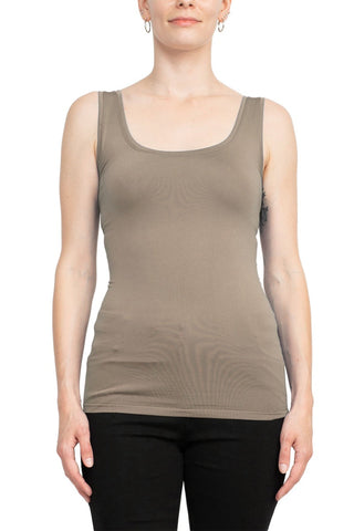 Alberto Makali Scoop Neck Sleeveless Solid Spandex Top - By Baano