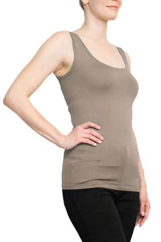 Alberto Makali Scoop Neck Sleeveless Solid Spandex Top - By Baano