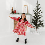 Red Floral Printed Dress with Lace Detail - By Baano