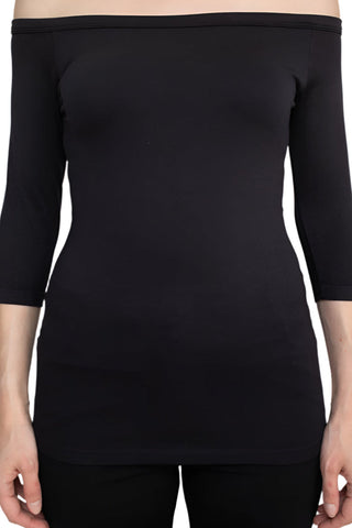 Alberto Makali Off-Shoulder 3/4 Sleeve Solid Spandex Top - By Baano