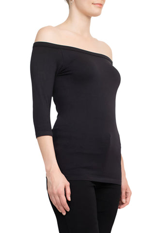 Alberto Makali Off-Shoulder 3/4 Sleeve Solid Spandex Top - By Baano