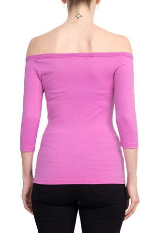 Alberto Makali Off-Shoulder 3/4 Sleeve Solid Spandex Top - By Baano