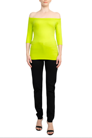 Alberto Makali Off-Shoulder 3/4 Sleeve Solid Spandex Top - By Baano
