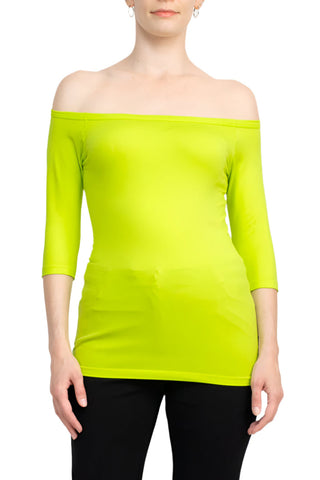 Alberto Makali Off-Shoulder 3/4 Sleeve Solid Spandex Top - By Baano