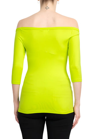 Alberto Makali Off-Shoulder 3/4 Sleeve Solid Spandex Top - By Baano