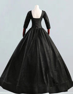 Elegant Black Satin Quinceanera Dress V-Neck Lace Applique Ball Gown