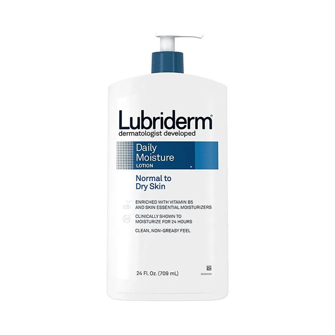 Lubriderm Daily Moisture Hydrating Unscented Body Lotion With Vitamin B5 For Normal To Dry Skin, Non-Greasy And Fragrance-Free Lotion. 24 Fl. Oz
