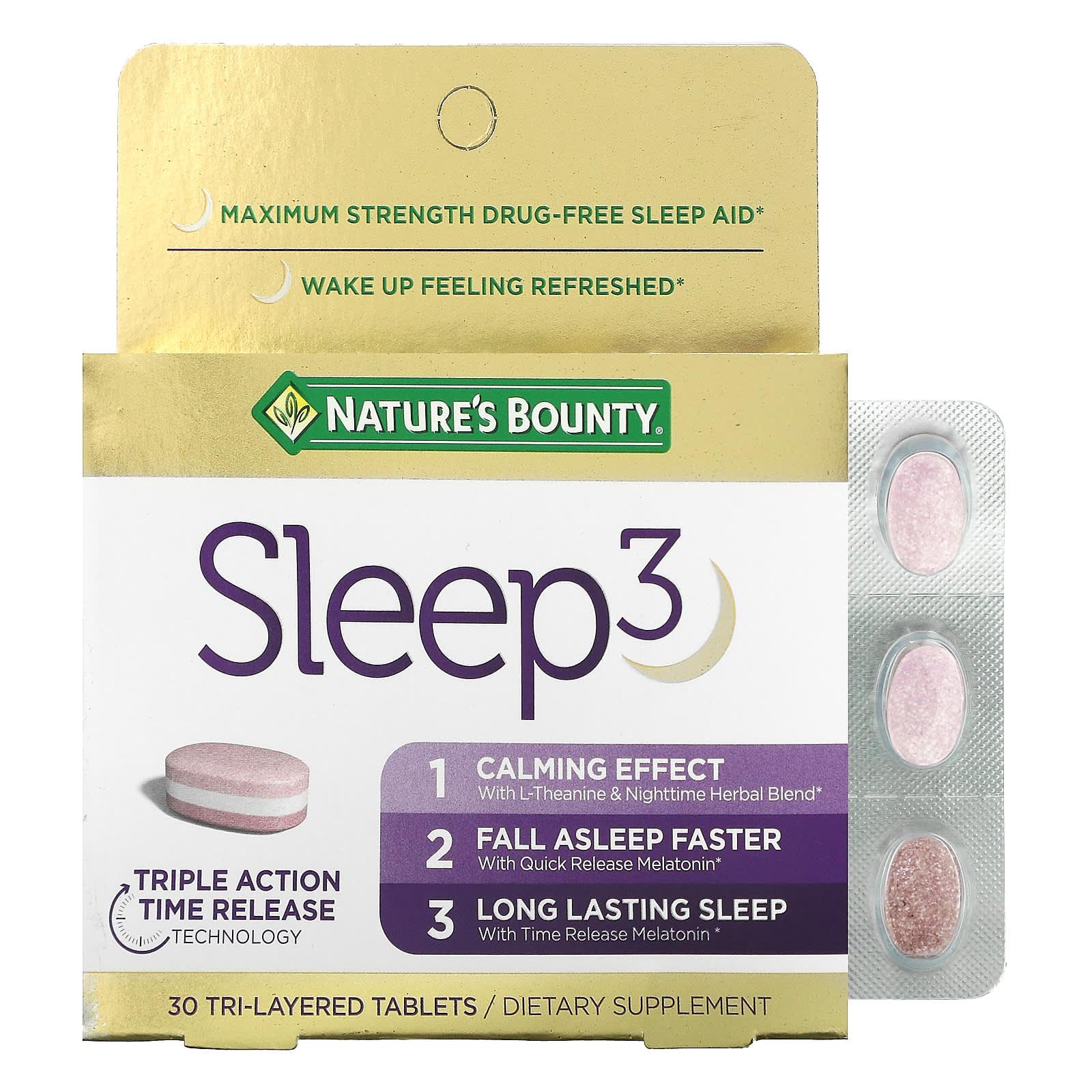 Nature's Bounty Sleep 3, 10 Mg Melatonin, Tri-Layered Tablets