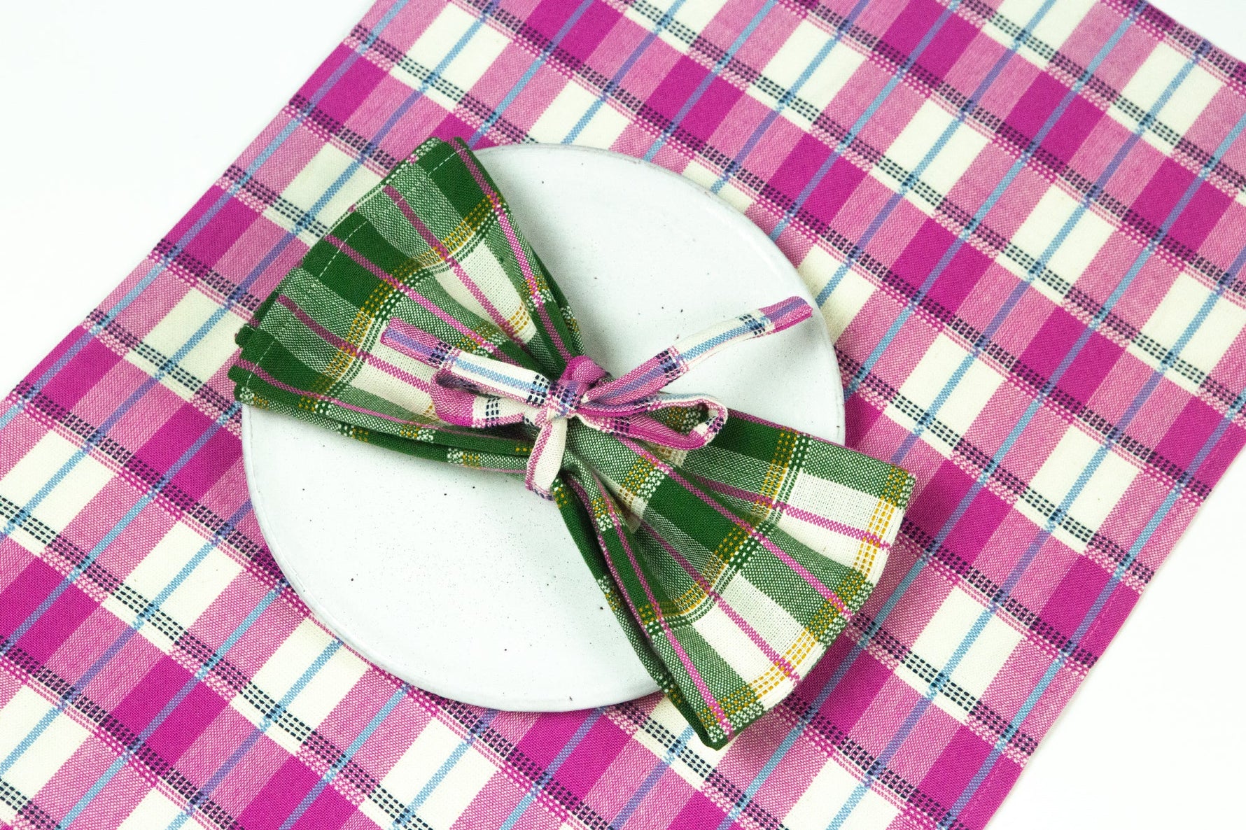 San Andres Gingham Forest & White Napkins