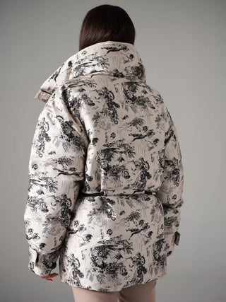Monochrome Jacquard Down Fill Coat - By Baano
