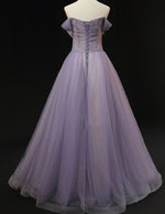Lavender rhinestone beaded long tulle ball gown