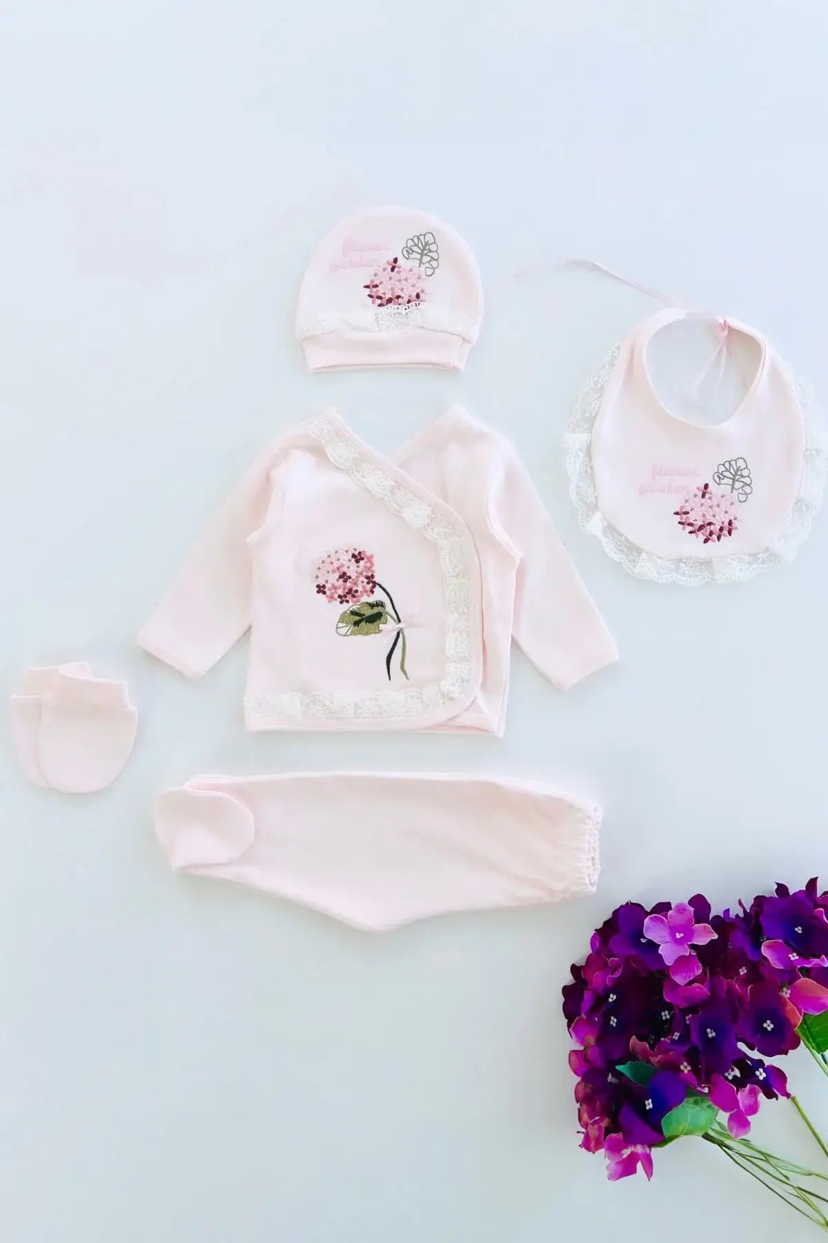 Bloom Floral Newborn Baby Outfit Set (5 Pcs) - By Baano
