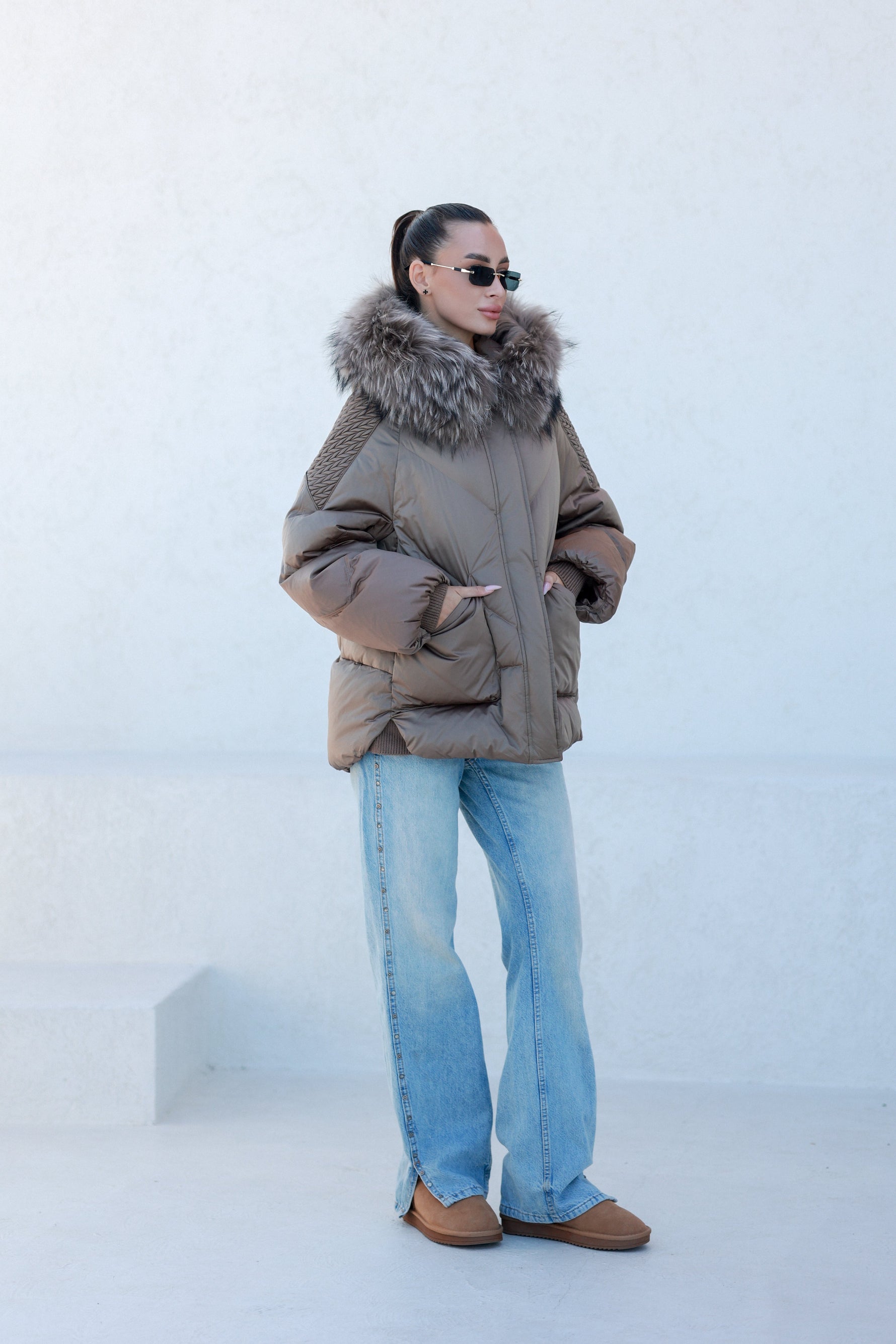 Genuine Fur Trim Down Fill Coat