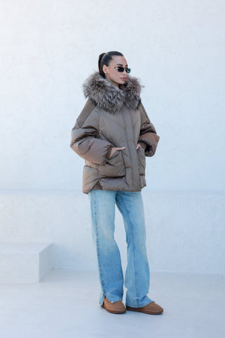 Genuine Fur Trim Down Fill Coat