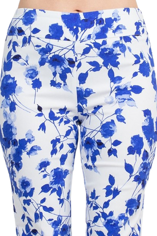Counterparts Mid Banded Waist Multi Print Stretch Rayon Pants - By Baano