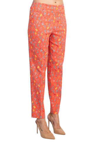 Counterparts Mid Banded Waist Multi Print Stretch Rayon Pants - By Baano