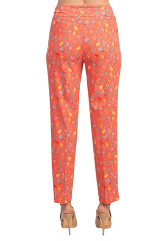 Counterparts Mid Banded Waist Multi Print Stretch Rayon Pants - By Baano