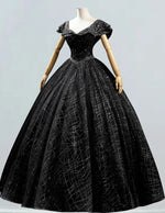 Women's Elegant Black V-Neck Beaded Prom Gown | Floor-Length Evening Dress