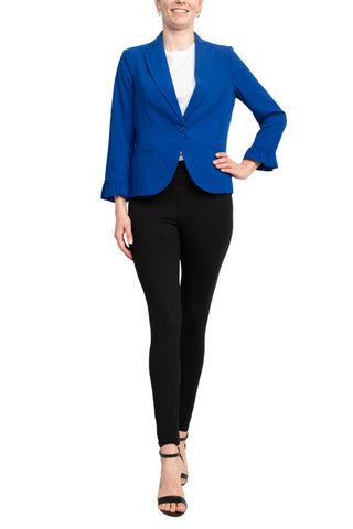Peace of Cloth one button ruffle sleeve blazer - By Baano