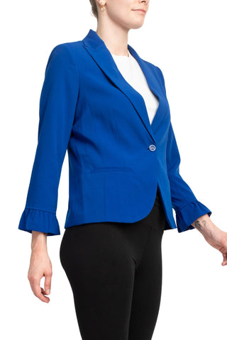 Peace of Cloth one button ruffle sleeve blazer - By Baano