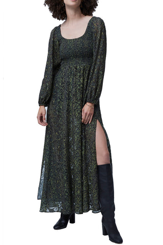Green Multi Smocked Maxi Dress