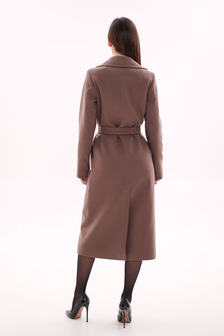 Harrington Classic Wraparound Overcoat in Mocha Mousse