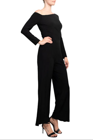 Taylor One - Shoulder Long Sleeve Zipper Back Solid Stretch Crepe Jumpsuit - Glamourous Grace