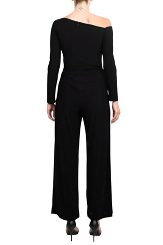 Taylor One - Shoulder Long Sleeve Zipper Back Solid Stretch Crepe Jumpsuit - Glamourous Grace