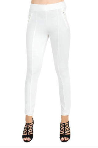 Soho Mid Waist Pull - On Skinny Zipper Front Solid Crepe Pant - Glamourous Grace