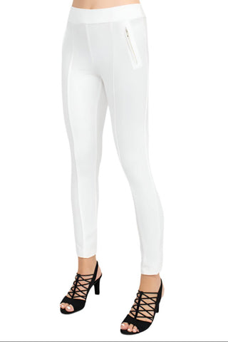 Soho Mid Waist Pull - On Skinny Zipper Front Solid Crepe Pant - Glamourous Grace