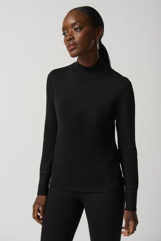 Mock Neck Sweater - Black - By Baano