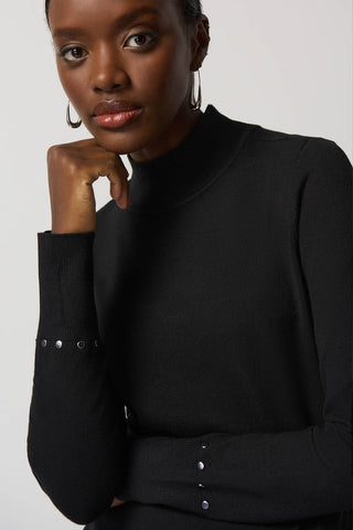 Mock Neck Sweater - Black - By Baano