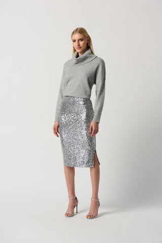 Cowl Neck Sweater- Light Grey - By Baano