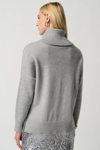 Cowl Neck Sweater- Light Grey - By Baano