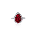 2.0ct Lab Ruby Pear Cut Moissanite Halo Engagement Ring Ring Deluxe Fine Jewelry