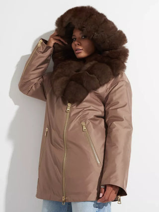Genuine Polar Fox Fur Trim Rabbit Fur Insulated Parka - By Baano