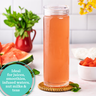 Skinny Series Glass Bottles Set w/ Crystal Clear Lids, 16 oz