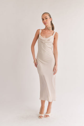 Dream Skies Low Back Cowl Midi Dress