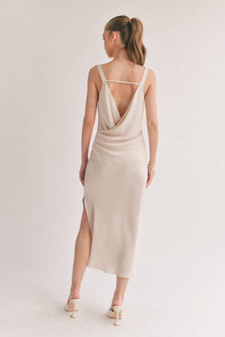 Dream Skies Low Back Cowl Midi Dress