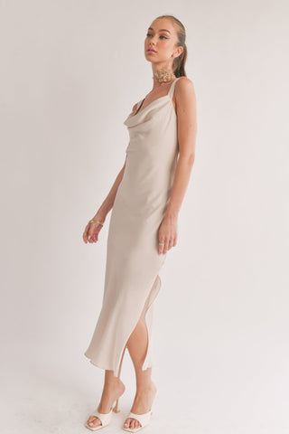 Dream Skies Low Back Cowl Midi Dress