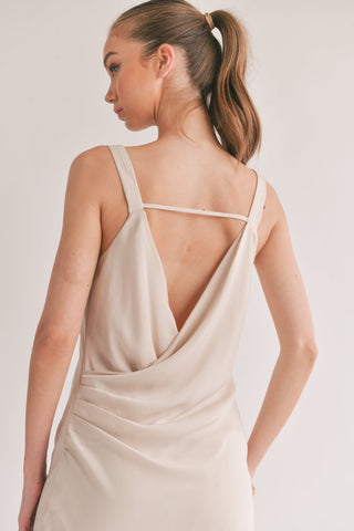 Dream Skies Low Back Cowl Midi Dress