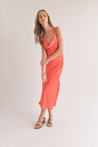 Dream Skies Low Back Cowl Midi Dress