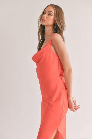 Dream Skies Low Back Cowl Midi Dress