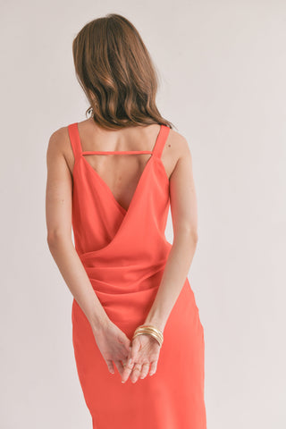 Dream Skies Low Back Cowl Midi Dress