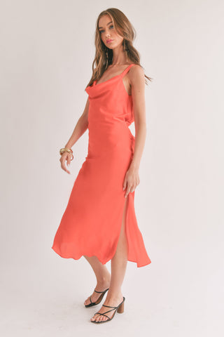 Dream Skies Low Back Cowl Midi Dress