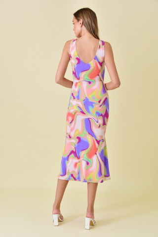 Abstract Print Midi Dress