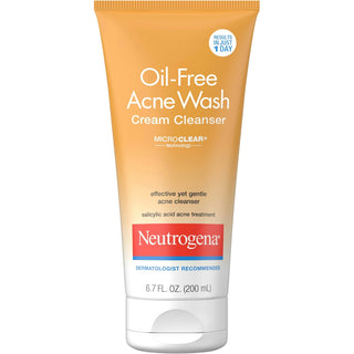 Neutrogena Oil-Free Acne Face Wash Cream Cleanser With Salicylic Acid, Non-Comedogenic Acne-Prone Skin Cleanser, 6.7 Fl. Oz