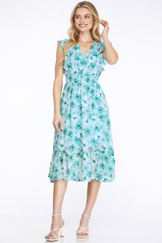 Ruffled Floral Print Woven Mini Dress