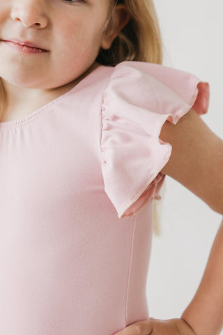 Vintage Pink S/S Flutter Sleeve Leotard - By Baano