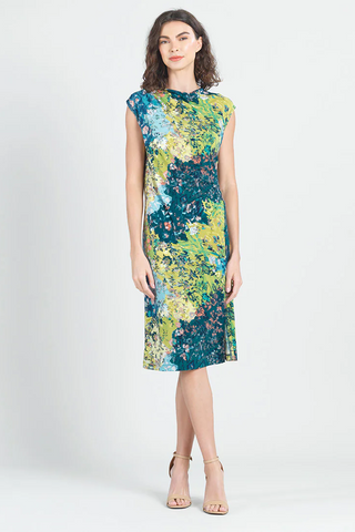 Floral Patch Print Sleeveless Midi Dress